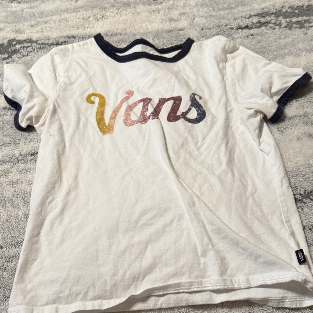 Vans Kids White Tee with Multicolor Logo